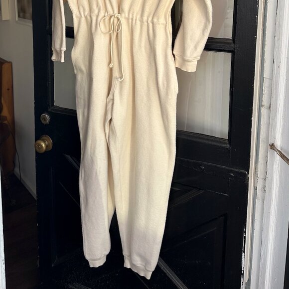 Vintage Cozy 100% Cotton Fleece J Peterman White Cream Jumpsuit Onesie - Picture 3 of 7